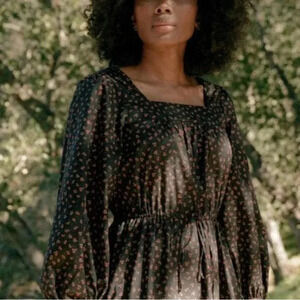 Christy Dawn Finley Dress Sz M in Noir Pollinator Garden